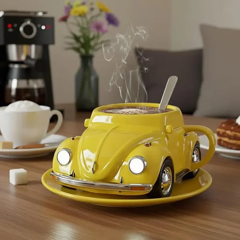 Edelstahl Kaffeebecher Mug VW Beetle-Motiv Kaffeetasse Becher Tasse Geschenk