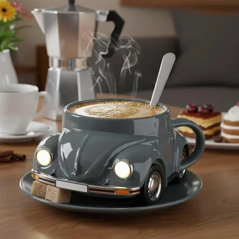 Edelstahl Kaffeebecher Mug VW Beetle-Motiv Kaffeetasse Becher Tasse Geschenk