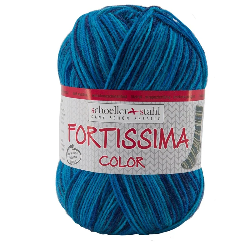 Fortissima bunte 4-fach Sockenwolle | Farbe 2451 - LAGUNE