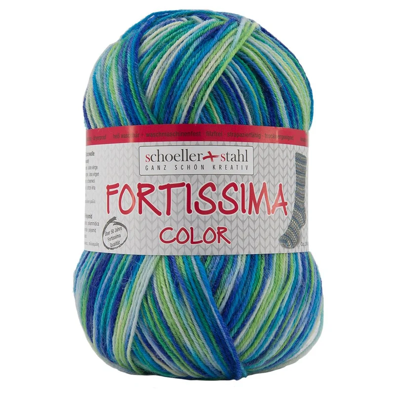 Fortissima bunte 4-fach Sockenwolle | Farbe 2472 - SAPHIR