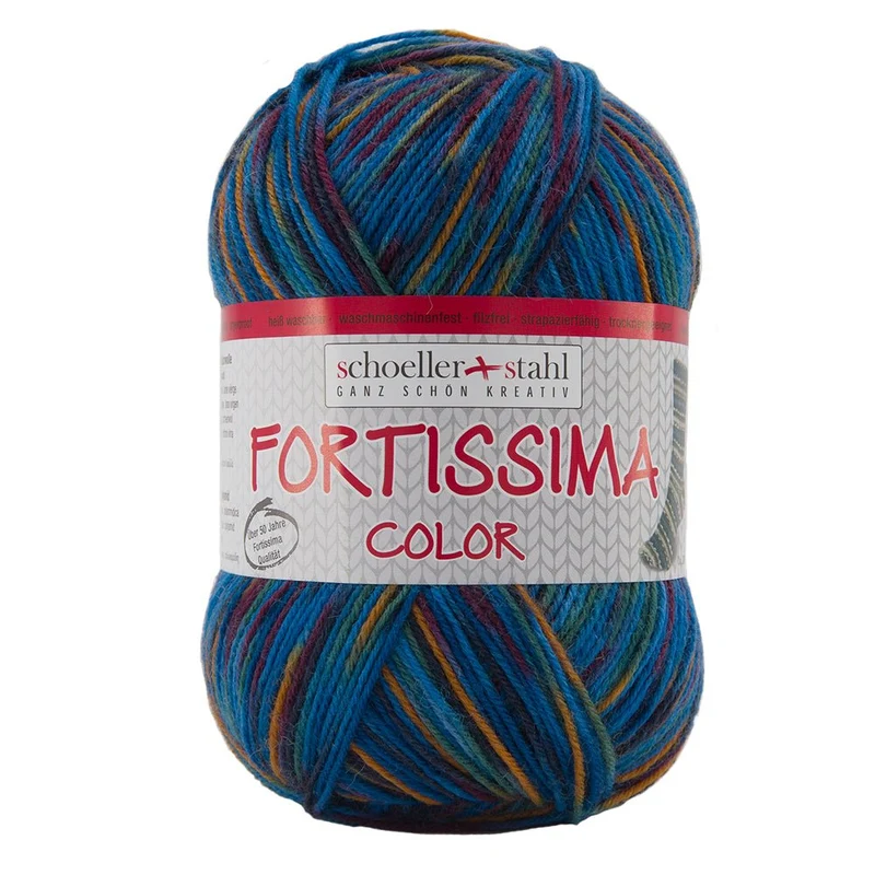 Fortissima bunte 4-fach Sockenwolle | Farbe 2410 - JEANS