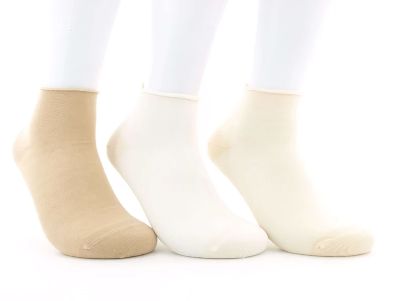 3 Paar Kurzschaftsocken Rollrand Beigetöne