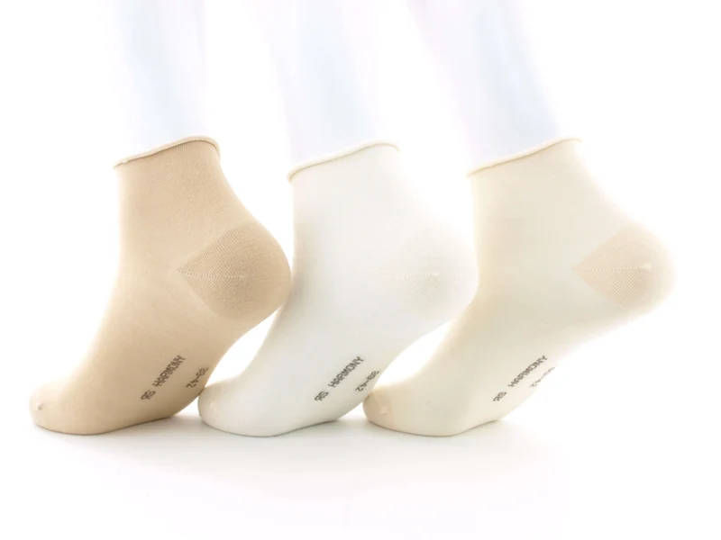 3 Paar Kurzschaftsocken Rollrand Beigetöne