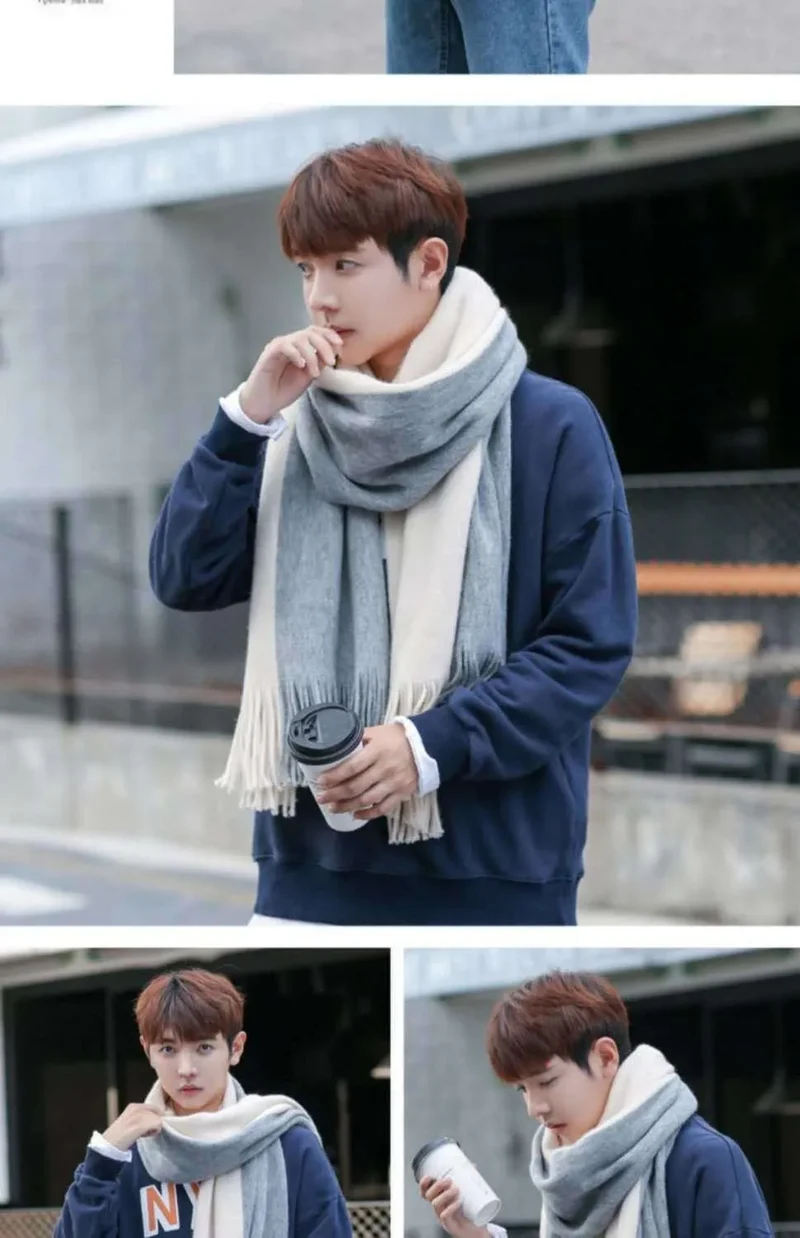 Herren Schal Winterschal Stola Schlauchschal Halstuch Wollschal Strickschal Loop