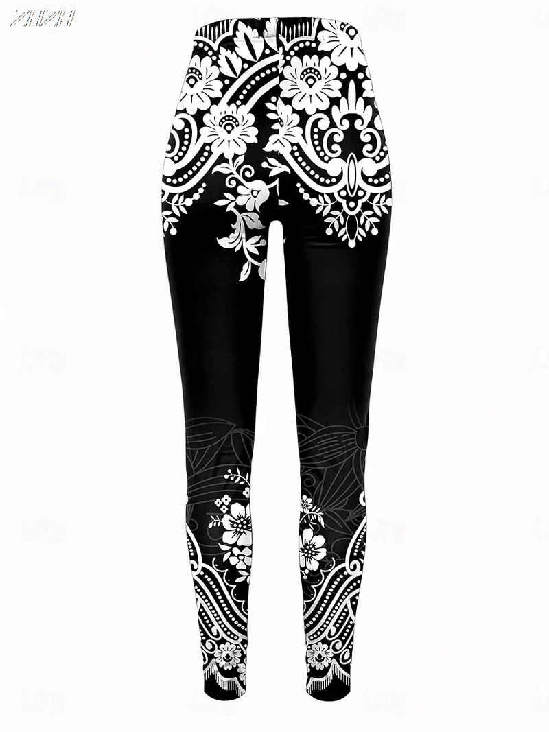 Damen-Leggings, Ethno-Stil, bedruckt, Outdoor-Hose, Polyester, Spandex, Stretch, elastische Taille, Kontrolle, Herbst, Winter, Streetwear
