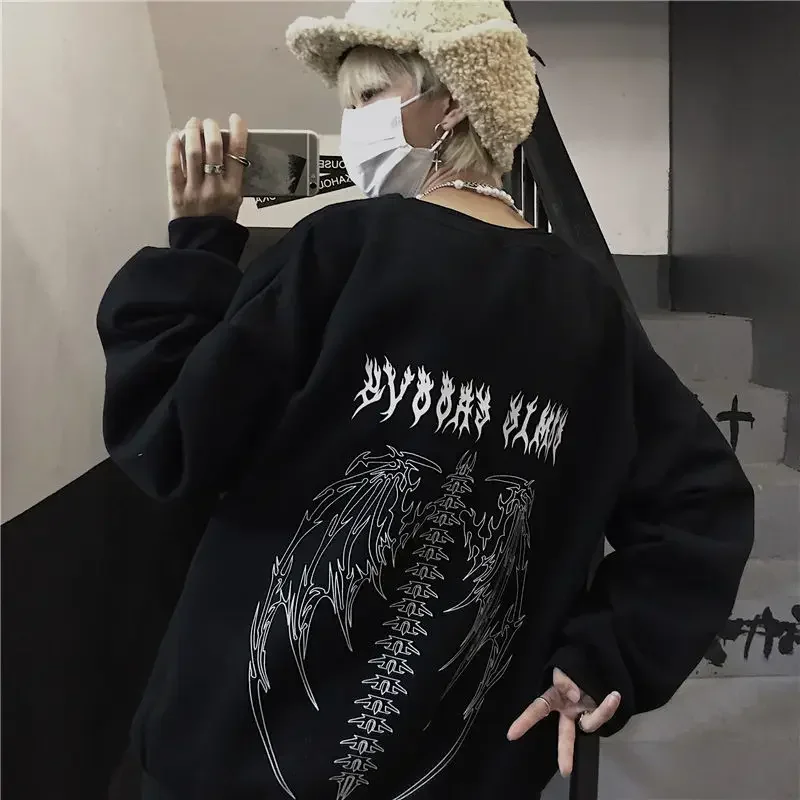 Gothic Kapuzenpullover Sweatshirt Fleece Hoodie Pulli Damen Kapuzenpulli Shirt