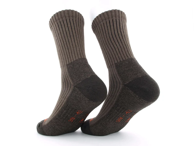 2 Paar Trekkingsocken mit Baumwolle braun