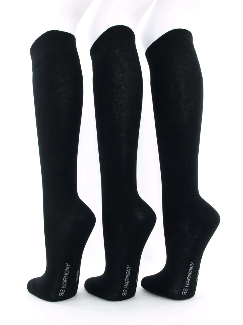 3 Paar Kniestrümpfe Damen schwarz