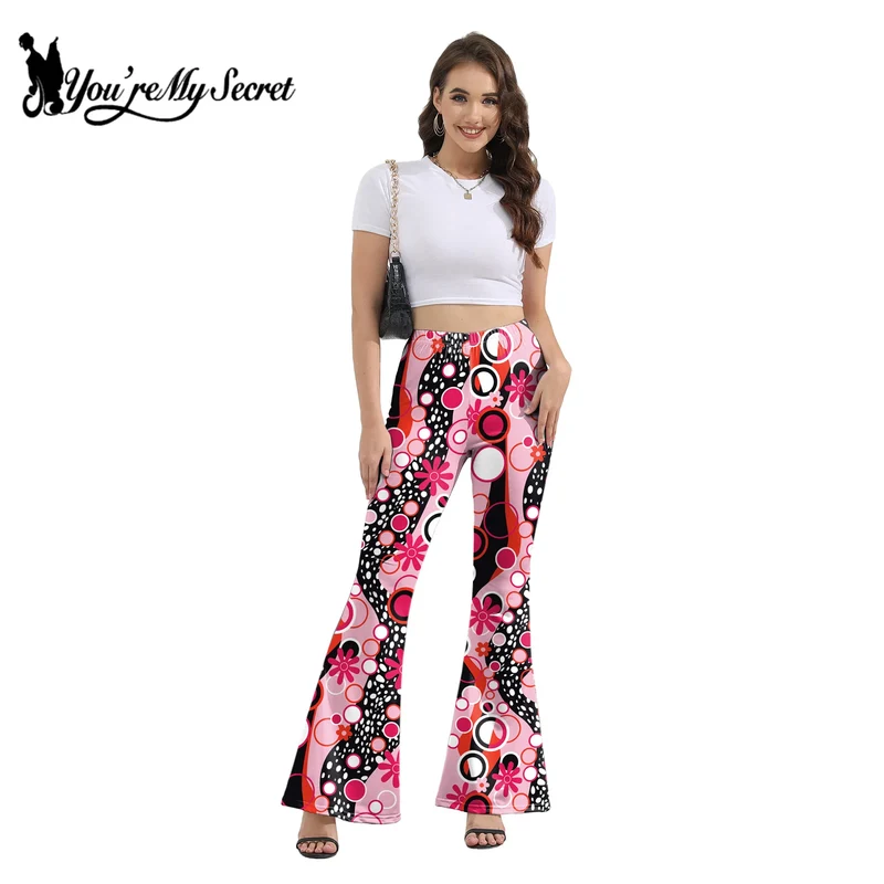 [Du bist mein Geheimnis] 60er 70er Damen Hippie Hose Bell Bottom Boho Hose Schlaghose Retro Hose für 70er Jahre Mottoparty