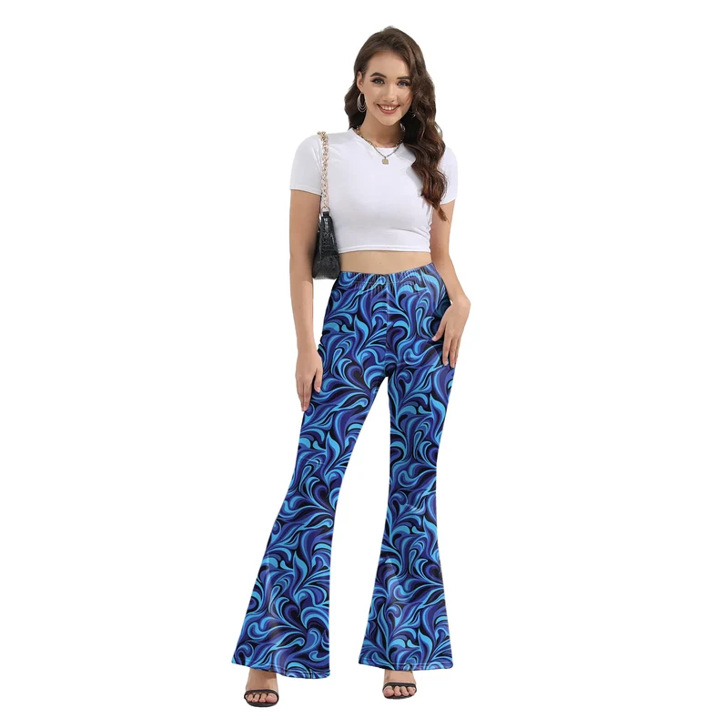 [Du bist mein Geheimnis] 60er 70er Damen Hippie Hose Bell Bottom Boho Hose Schlaghose Retro Hose für 70er Jahre Mottoparty