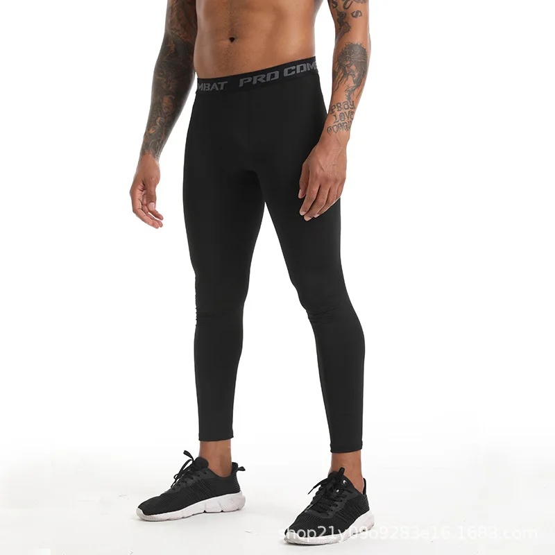 Pantaloni a Compressione da Uomo Leggings Calcio Corsa Palestra Leggins Calza