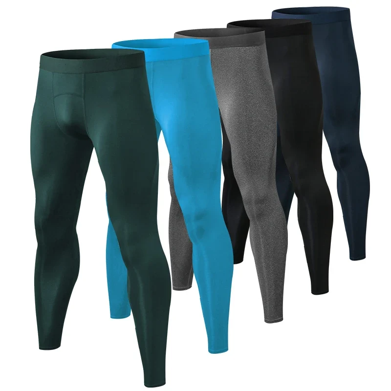 Pantaloni a Compressione da Uomo Leggings Calcio Corsa Palestra Leggins Calza