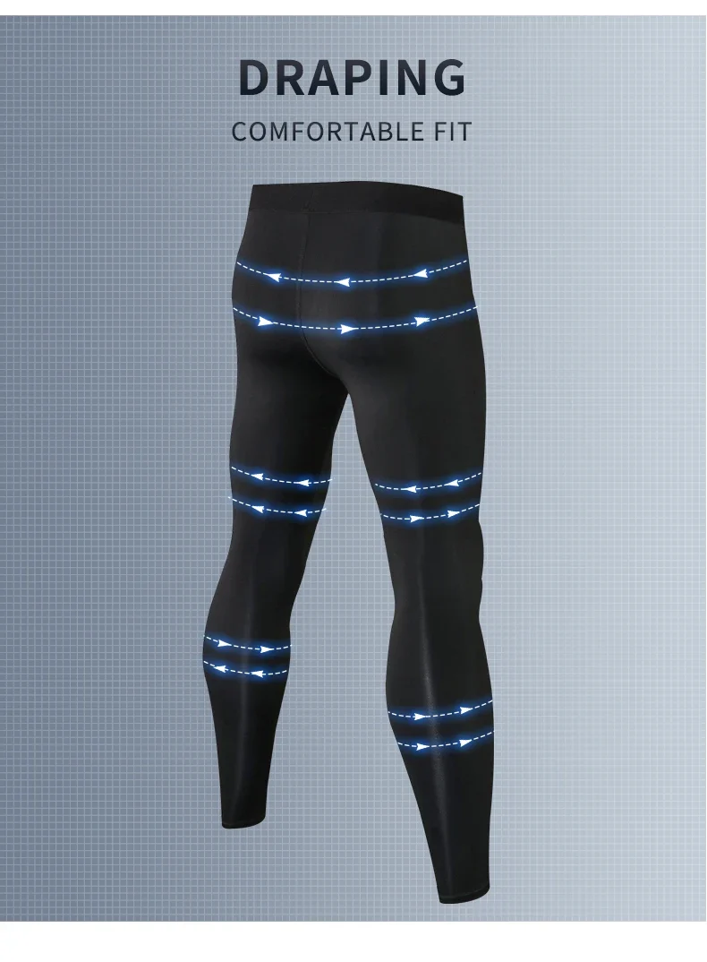 Pantaloni a Compressione da Uomo Leggings Calcio Corsa Palestra Leggins Calza