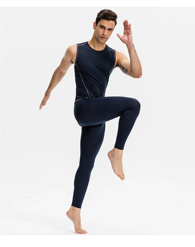 Pantaloni a Compressione da Uomo Leggings Calcio Corsa Palestra Leggins Calza