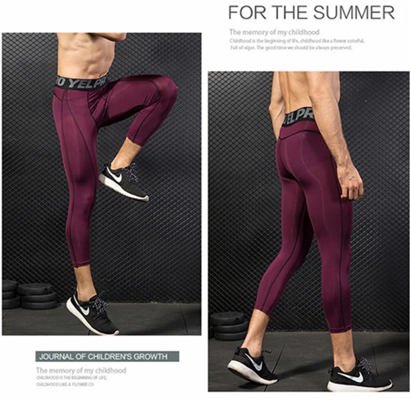 Pantaloni a Compressione da Uomo Leggings Calcio Corsa Palestra Leggins Calza