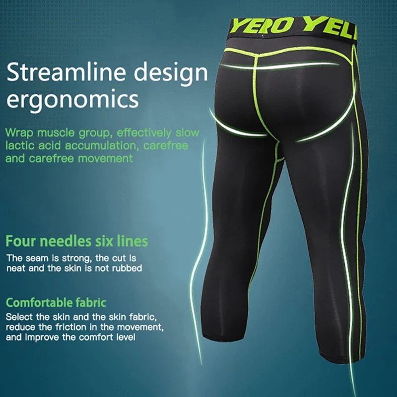 Pantaloni a Compressione da Uomo Leggings Calcio Corsa Palestra Leggins Calza