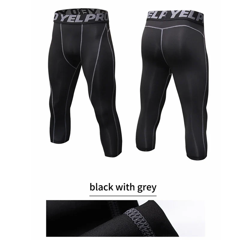 Pantaloni a Compressione da Uomo Leggings Calcio Corsa Palestra Leggins Calza