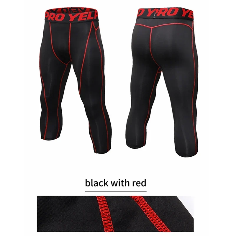 Pantaloni a Compressione da Uomo Leggings Calcio Corsa Palestra Leggins Calza