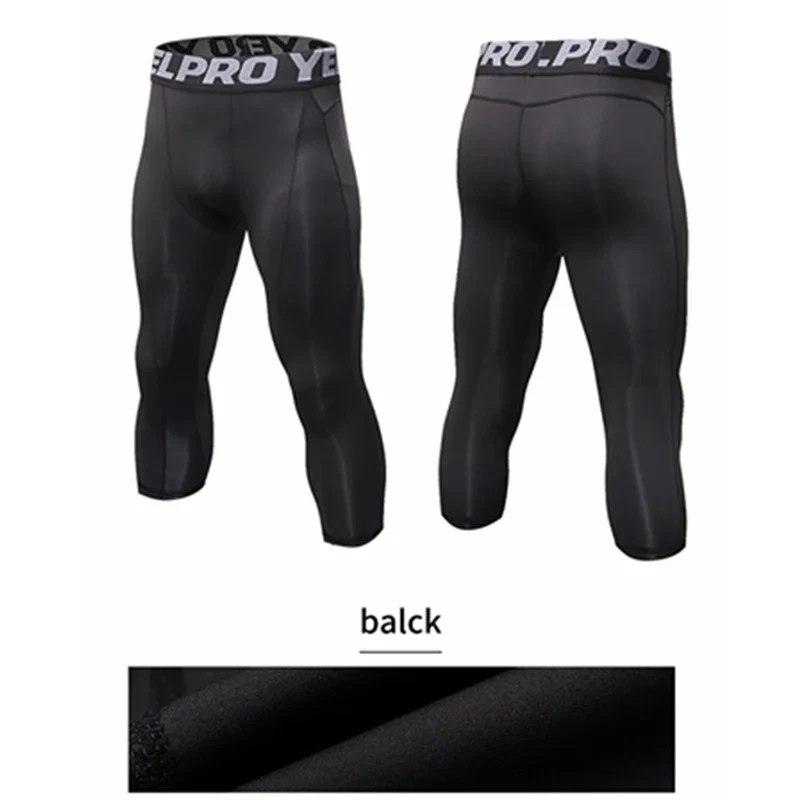 Pantaloni a Compressione da Uomo Leggings Calcio Corsa Palestra Leggins Calza