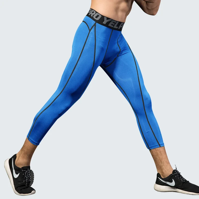 Pantaloni a Compressione da Uomo Leggings Calcio Corsa Palestra Leggins Calza