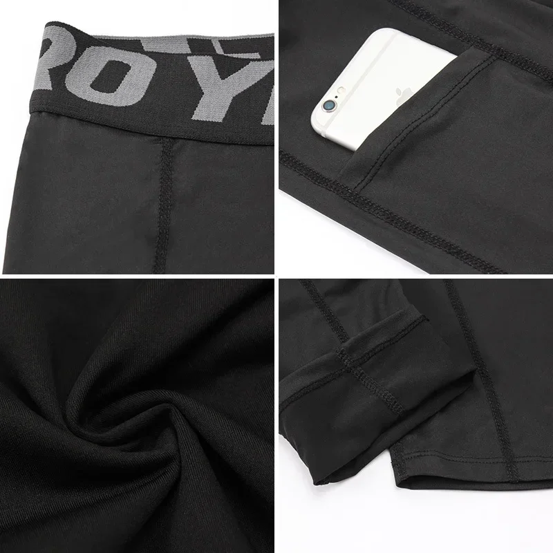 Pantaloni a Compressione da Uomo Leggings Calcio Corsa Palestra Leggins Calza