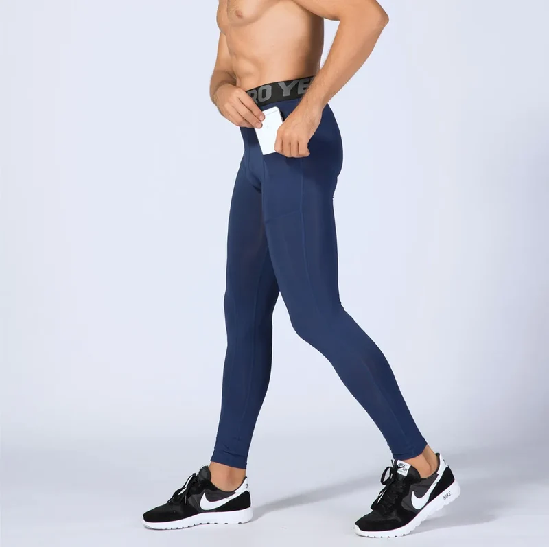 Pantaloni a Compressione da Uomo Leggings Calcio Corsa Palestra Leggins Calza