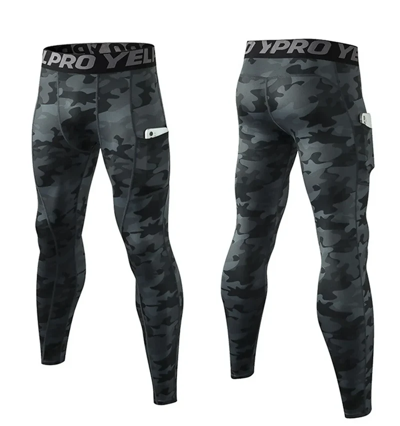 Pantaloni a Compressione da Uomo Leggings Calcio Corsa Palestra Leggins Calza
