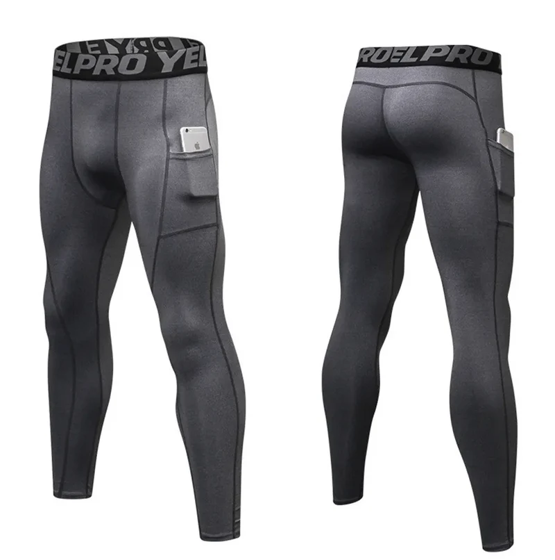 Pantaloni a Compressione da Uomo Leggings Calcio Corsa Palestra Leggins Calza