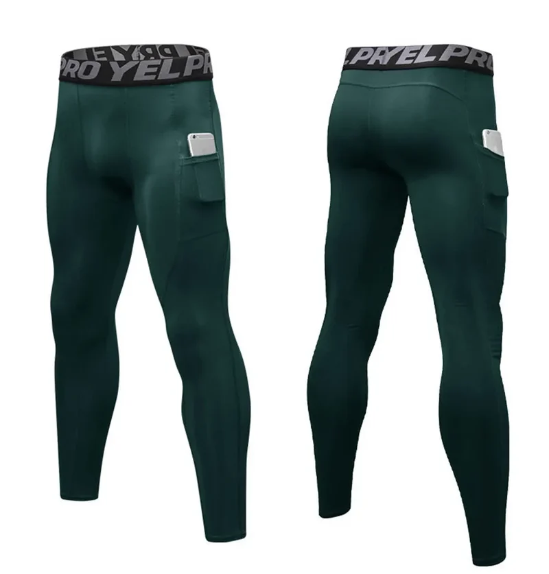 Pantaloni a Compressione da Uomo Leggings Calcio Corsa Palestra Leggins Calza