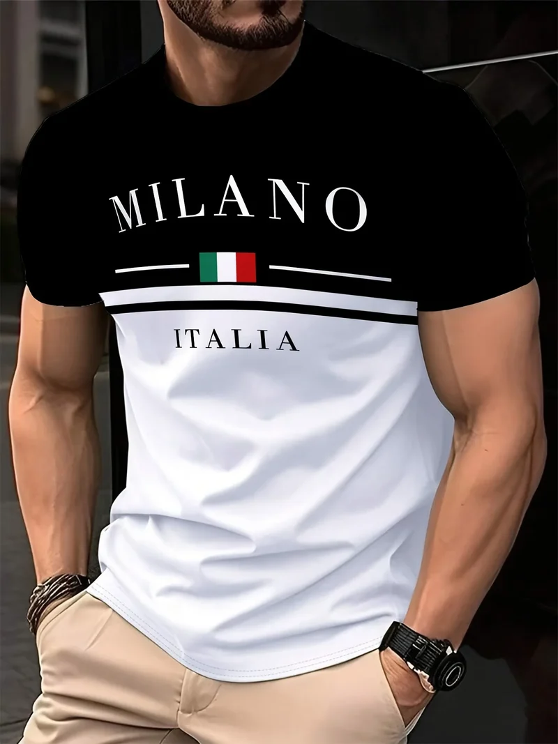 T-Shirt Uomo Manica Corta Italia Milano Maglietta Camicia Maglia Italy
