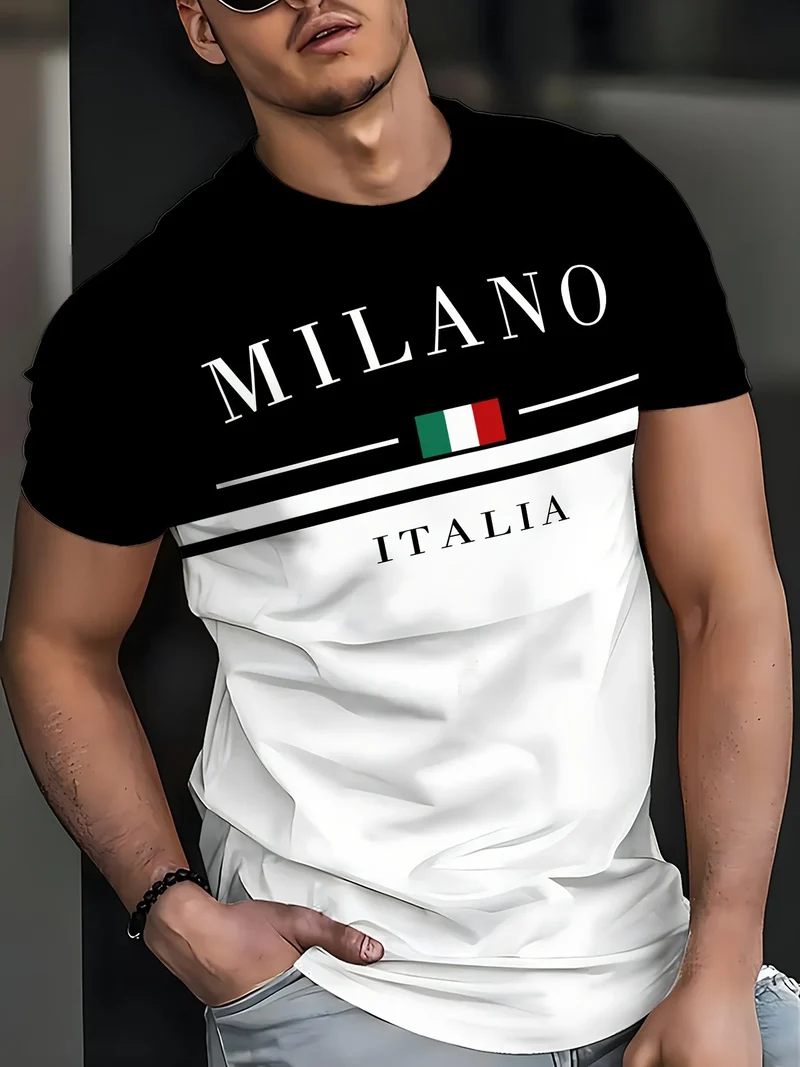T-Shirt Uomo Manica Corta Italia Milano Maglietta Camicia Maglia Italy