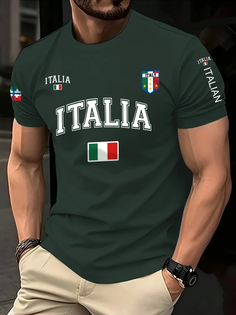 T-Shirt Uomo Manica Corta Italia Tops Maglietta Camicia Maglia Italy