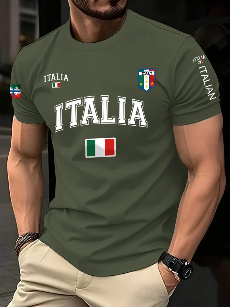 T-Shirt Uomo Manica Corta Italia Tops Maglietta Camicia Maglia Italy
