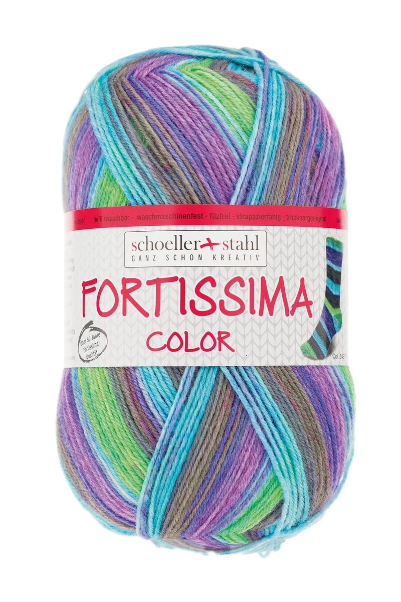 Fortissima bunte 4-fach Sockenwolle | Farbe 2497 - KIWI