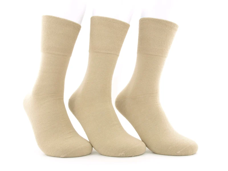 3 Paar Herren Diabetikersocken 97 % Baumwolle beige