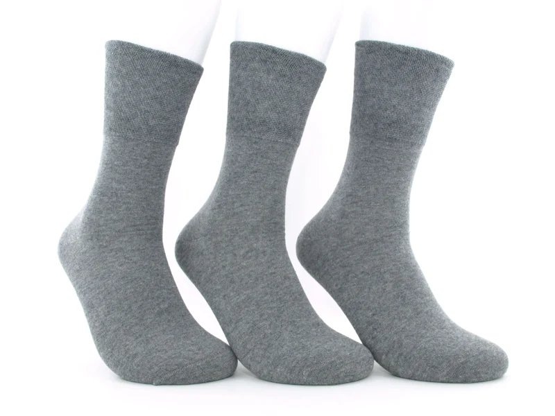 3 Paar Herren Diabetikersocken 97 % Baumwolle grau