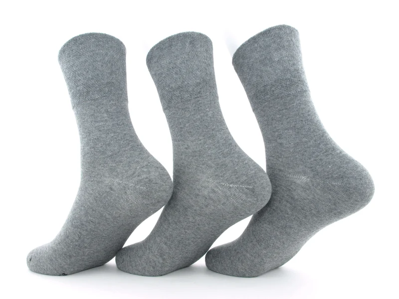3 Paar Herren Diabetikersocken 97 % Baumwolle grau