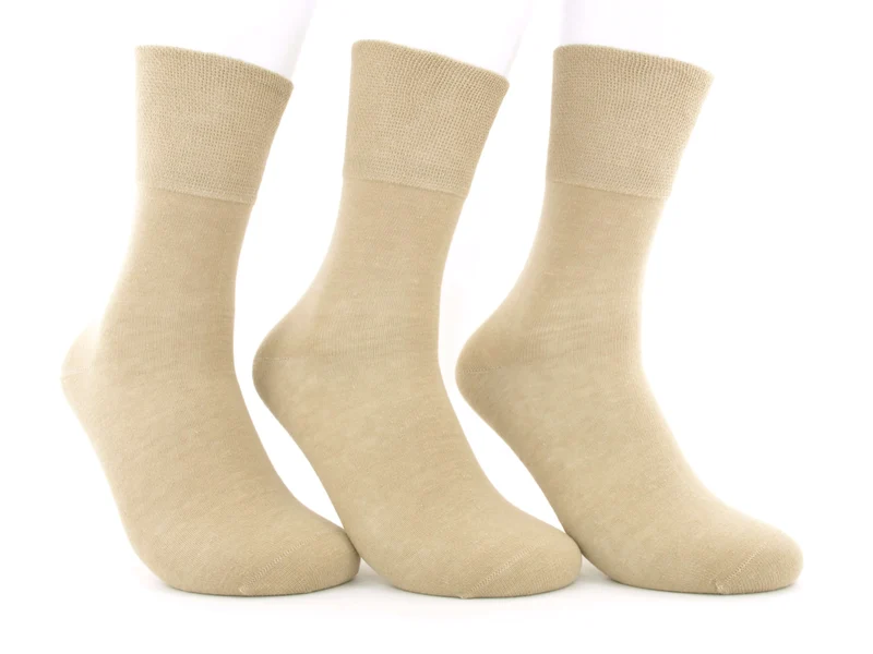 3 Paar Damen Diabetikersocken 97 % Baumwolle beige