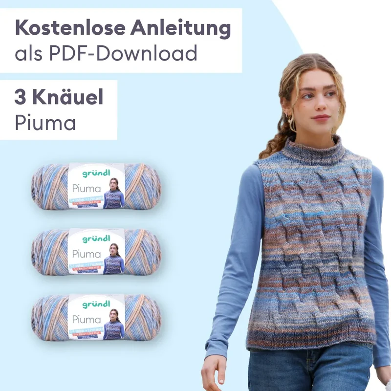 Strickset Ärmelloser Zopfmusterpulli