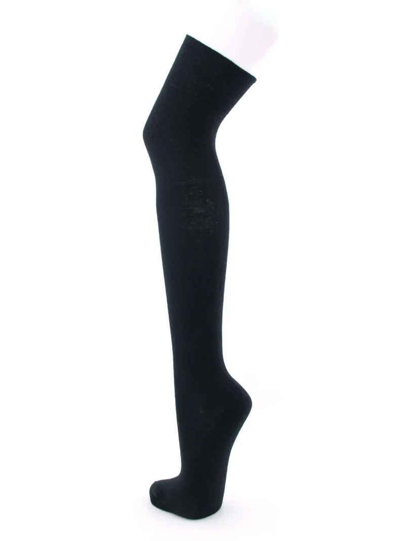 1 Paar Overknees Socken Baumwolle schwarz