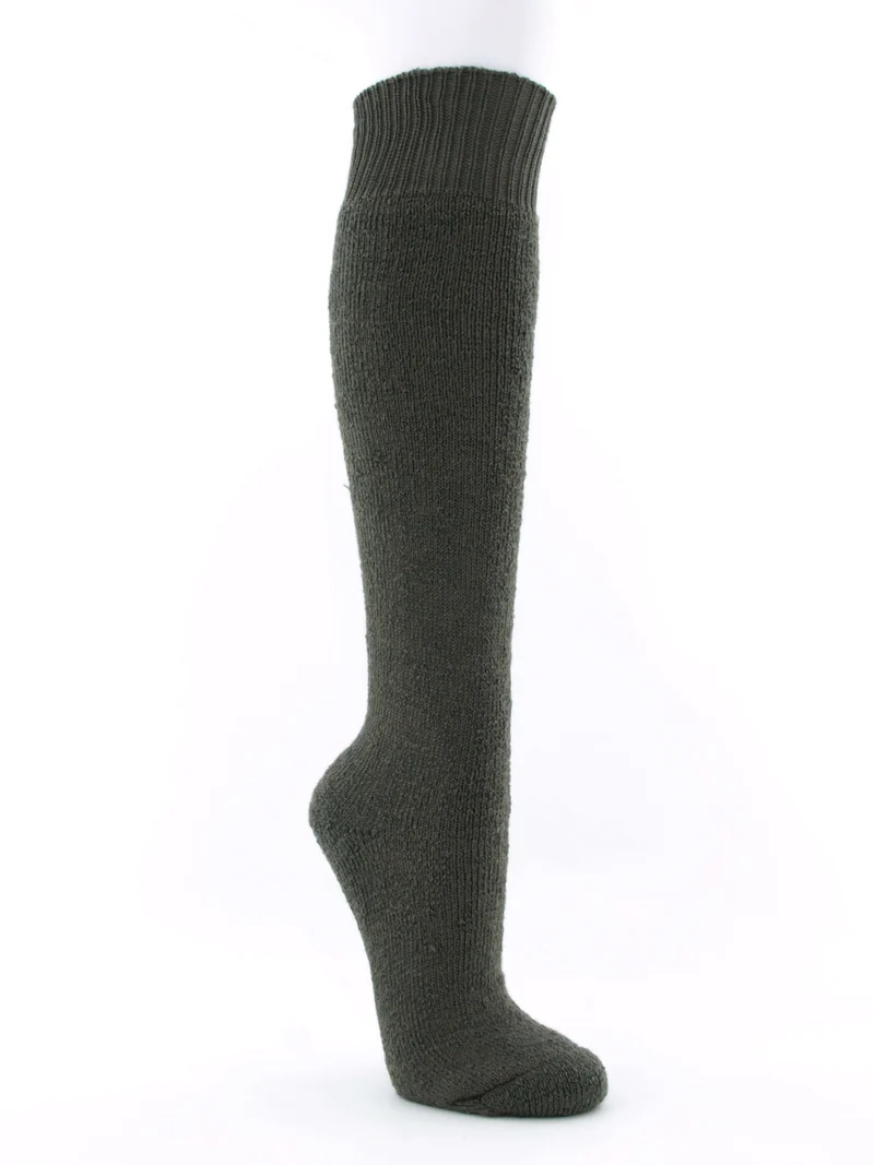 1 Paar Thermo Kniestrümpfe Vollplüsch oliv