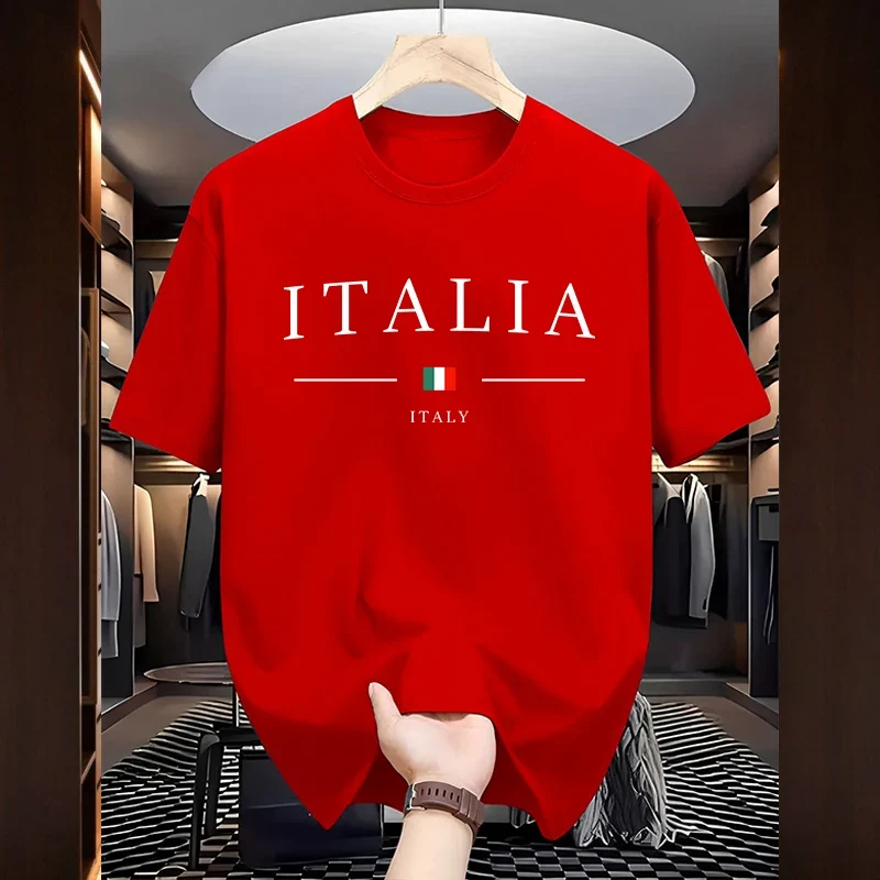 T-Shirt Uomo Manica Corta Italia Maglietta Camicia Maglia Italy 100% Cotone