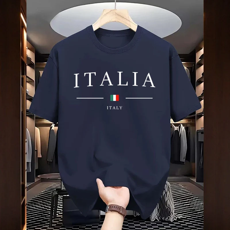 T-Shirt Uomo Manica Corta Italia Maglietta Camicia Maglia Italy 100% Cotone