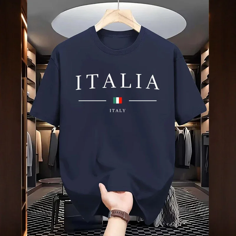 T-Shirt Uomo Manica Corta Italia Maglietta Camicia Maglia Italy 100% Cotone