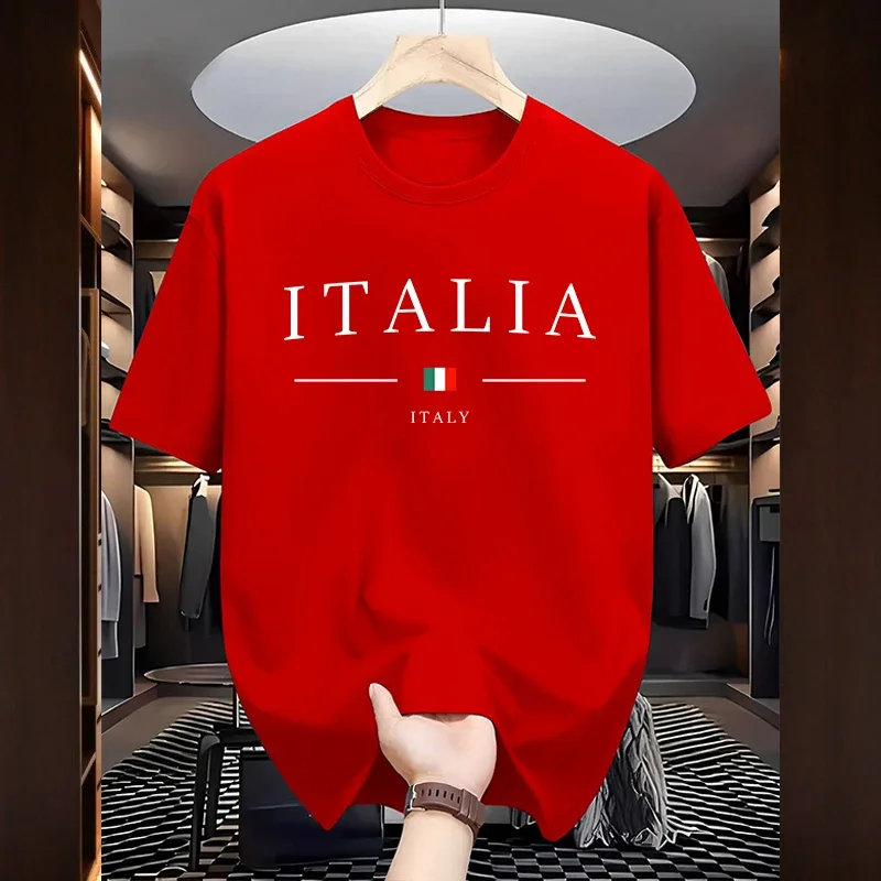 T-Shirt Uomo Manica Corta Italia Maglietta Camicia Maglia Italy 100% Cotone
