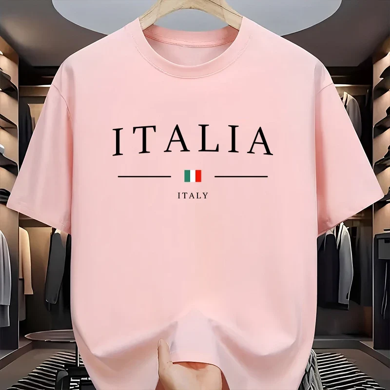 T-Shirt Uomo Manica Corta Italia Maglietta Camicia Maglia Italy 100% Cotone