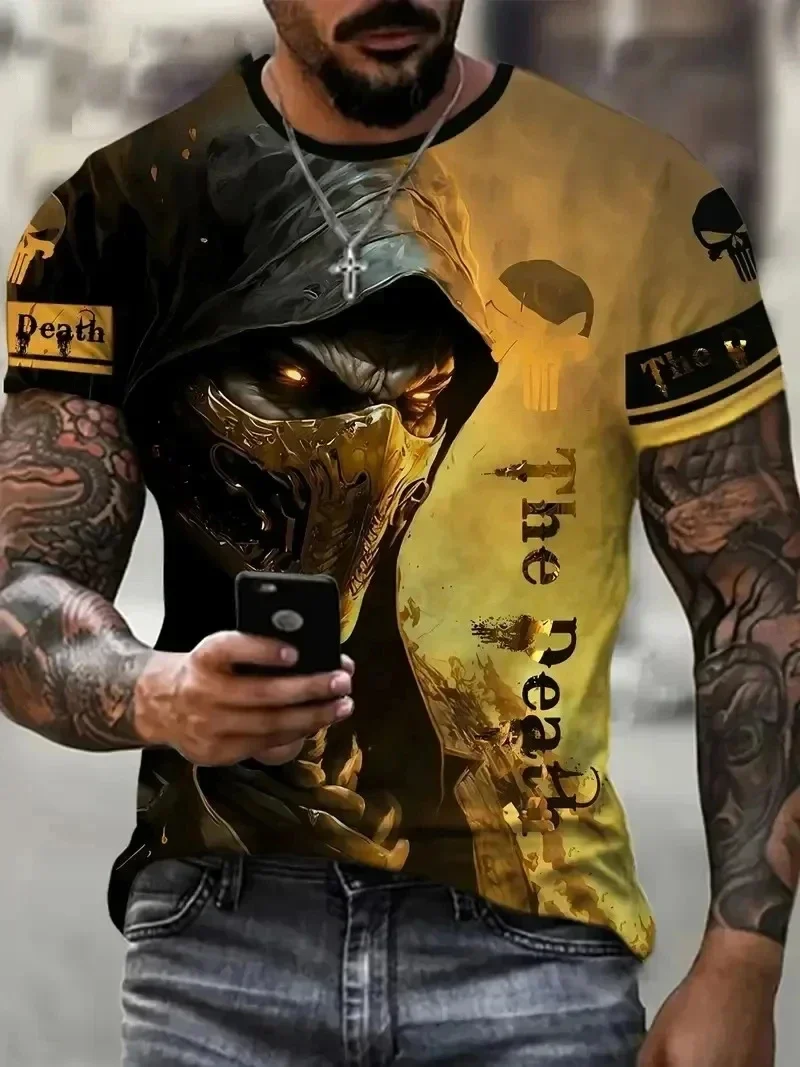 T-Shirt Uomo Manica Corta Horror Heavy Metal Maglietta Camicia Maglia Teschio