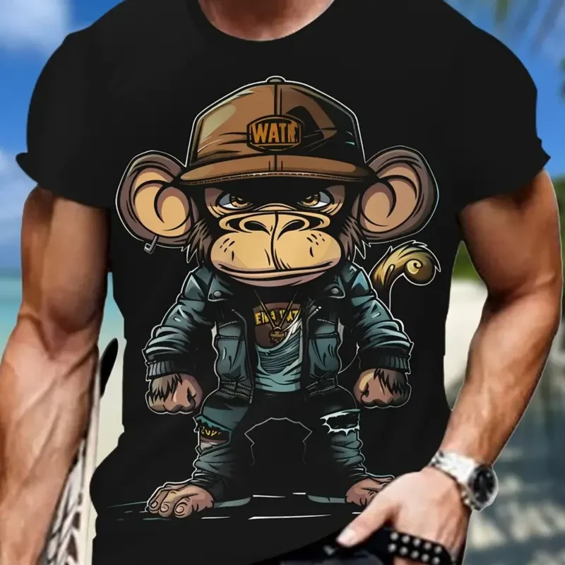 Neue Trend Affe Muster männer Kleidung Sommer Mode Atmungsaktive männer Top Vielseitig männer T-Shirt Casual Männer Kurzarm t