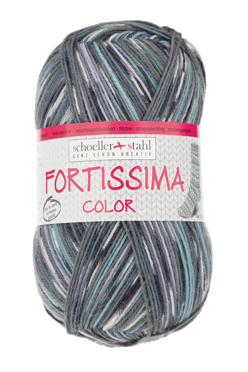 Fortissima bunte 4-fach Sockenwolle | Farbe 2494 - GRAU