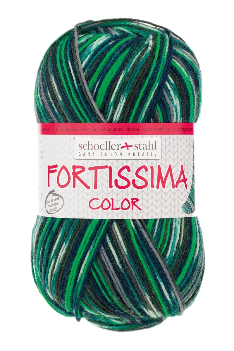 Fortissima bunte 4-fach Sockenwolle | Farbe 2495 - GRAS